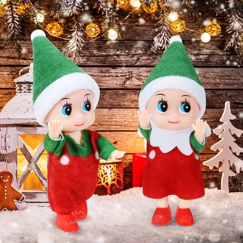 EKKONG Elfo Navidad Muñeco Elfos de Navidad Travieso 2 Piezas Muñecos Navidad Decoracion para Niño Niña Juguete de Decoraciones Navideñas