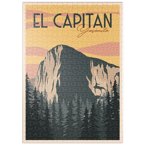 El Capitan En El Parque Nacional De Yosemite, EE.UU., Estilo Art Deco Póster Vintage, Ilustración - Premium 500 Piezas Puzzles - Colección Especial MyPuzzle de Puzzle Galaxy