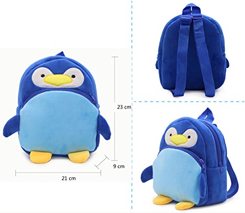 Elonglin - Mochila infantil de peluche, diseño de animales, para bebé, niña, niño, edad de 1 a 3 años, bolsa de escuela para niño, correa ligera, mochila para viajes, compras, pingüino