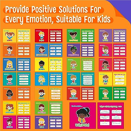 Emotions Flip Chart, 25 Diferentes Sentimientos con Habilidades de Afrontamiento: Aprende a Identificar Diversos Estados de Ánimo, Caras de Emociones en Forma de Dibujos Animados para Niños con TDAH