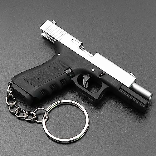 Empire Alloy G17 Tactical Keychain Mini 1: 3 pistola de metal con 6 balas, llavero de pistola con partes móviles, colección de modelos de armas, colgante de bolsa para fanáticos del ejército