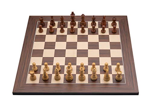 Engelhart - 170190-170191 - Juego de ajedrez Profesional 40x40cm, Incluye Piezas de ajedrez Plomo y Fieltro Rey Altura 76 mm (Marrón/Natural)