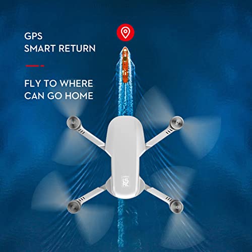 ERYUE Dron GPS con cámara 4K Cámara Dual 5GWifi FPV Quadcopter Motor sin escobillas con Bolsa de Almacenamiento Retorno de una tecla 1500 Metros Distancia de transmisión de Imagen 2 Batería