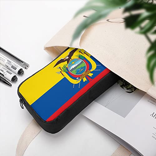 Estuche para lápices con diseño de la bandera de Ecuador para viajes, bolsa de almacenamiento pequeña para organizar maquillaje