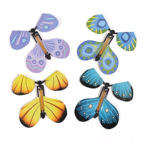 Eteslot Magic Flying Butterfly Toy, 5 Piezas de Viento para los Juguetes de Mariposas, Juguetes de Hadas de Vuelo mágico, Banda de Goma con Motor (Color al Azar)