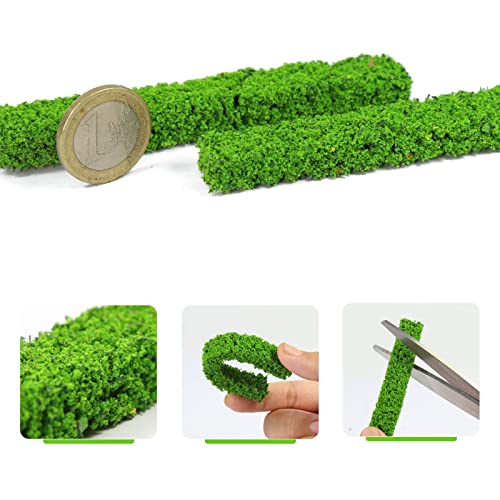 Evemodel 8 tiras de césped estáticas con 1 unidad de calle asfalto, pegatinas estáticas, arbustos de hierba, miniatura, paisajismo, decoración (C)