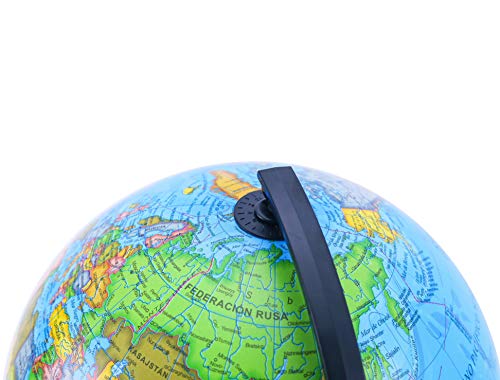 Exerz 20cm Globo Terráqueo - Mapa Español - Educativo Globo Girable Decoración de Escritorio - Mapa Político Geográfica/Moderna - Diámetro 20cm