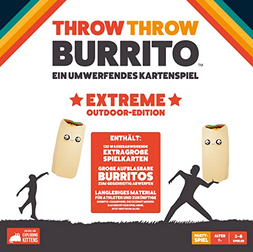 Exploding Kittens | Throw Throw Burrito Extreme Outdoor Edition | Juego de Fiesta | Juego de Cartas | 2-6 Jugadores | A Partir de 7 años | 15 Minutos | alemán