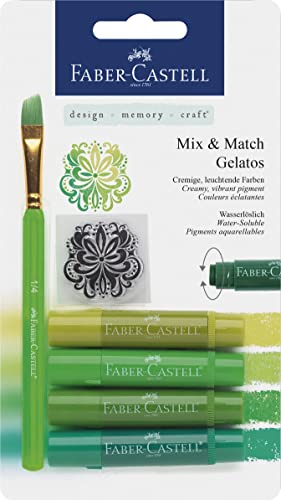 Faber-Castell 121804 - Blíster con 4 gelatos, pincel y sello, color verde