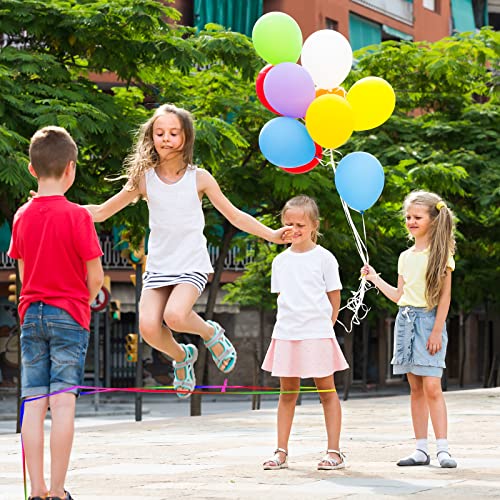 Faburo 2 unidades Gummitwist niños con instrucciones para juegos de saltar, goma de saltar de 4 m de largo y 1 cm de ancho, giro de goma, cinta de arco iris, regalo para niñas y niños