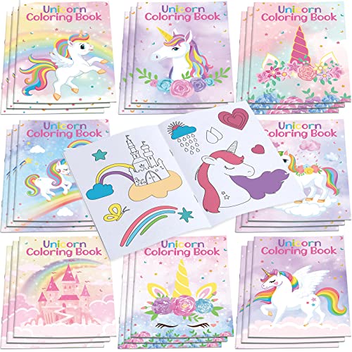 Faccito 24 Mini Libros de Colorear de Unicornio para Niños Cuadernos de Colorear Páginas para Colorear Divertidas para Actividades Aula Cumpleaños Infantiles DIY Arte Regalos (Unicornio)