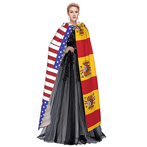 FAIRAH Capa con capucha impresa de la bandera de España estadounidense, ropa para adultos para juegos de rol