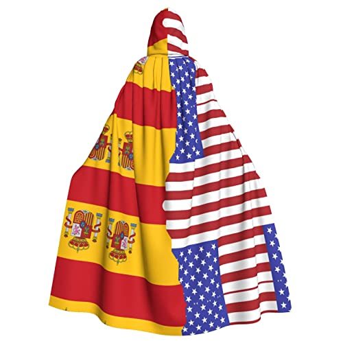 FAIRAH Capa con capucha impresa de la bandera de España estadounidense, ropa para adultos para juegos de rol