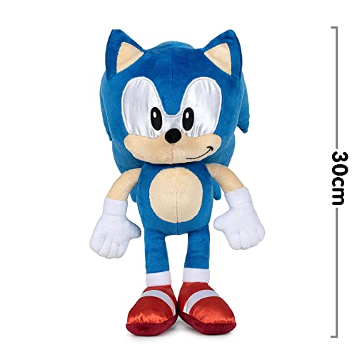 Famosa Softies - Sonic peluche de 30 centímetros, con textura suave y blandita, erizo azul de videojuegos clásicos, para niños pequeños y fans de los juegos y película, (760021143)