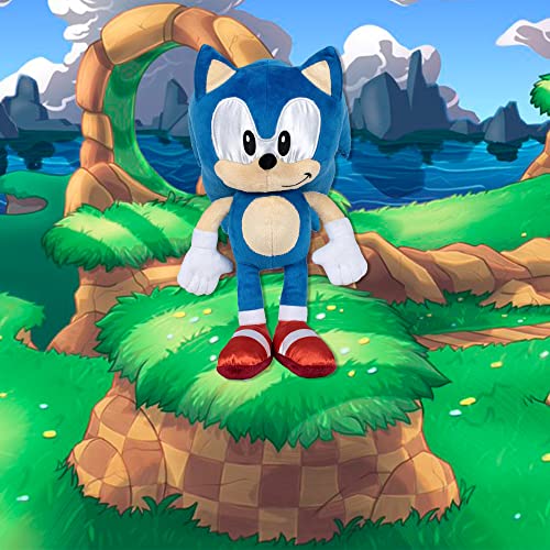 Famosa Softies - Sonic peluche de 30 centímetros, con textura suave y blandita, erizo azul de videojuegos clásicos, para niños pequeños y fans de los juegos y película, (760021143)
