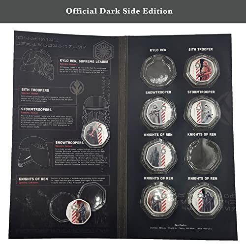 FANTASY CLUB 8 Monedas Oficiales El Ascenso de Skywalker - Lado Oscuro, presentado en un Bonito Album de Coleccionista. Edición Limitada