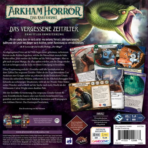 Fantasy Flight Games- Arkham Horror: LCG – La Edad olvidada (Extensión del Investigador) Juego, Color, Multicolor, 8. Das vergessene Zeitalter Zyklus (Asmodee FFGD1171)