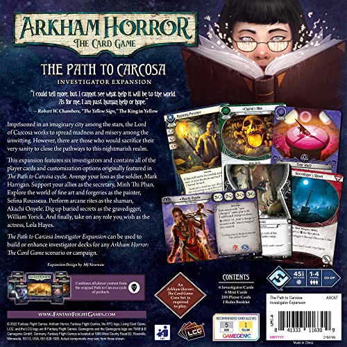 Fantasy Flight Games Arkham Horror: The Card Game: The Path to Carcosa Investigator Expansión, Edades 14+, 1-4 Jugadores, 60-120 Minutos de Tiempo de Juego, Varios, FFGAHC67