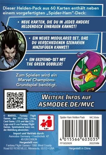 Fantasy Flight Games- Marvel Champions: LCG – Spider-Ham Juego, Color, Multicolor, 2. Helden Erweiterung (FFGD2929)
