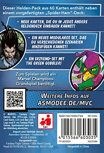 Fantasy Flight Games- Marvel Champions: LCG – Spider-Ham Juego, Color, Multicolor, 2. Helden Erweiterung (FFGD2929)