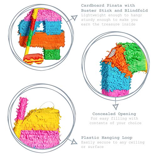 Fax Número de Patata 4 Piñata Conjunto con el palillo y los Ojos vendados - 50 x 7,5 x 35 cm - Rainbow
