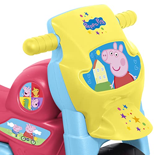 FEBER - Motofeber 1 Peppa Pig, correpasillos con claxon, ruedas anchas para estabilidad, combina ejercicio y diversión con los personajes de la serie, para niños de 18 a 36 meses