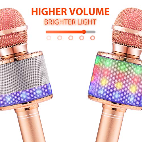 Fede Micrófono Karaoke Bluetooth, Microfono Inalámbrico Karaoke Portátil con luz LED multicolor para Niños Canta Partido Musica, Compatible con Android/iOS PC o Teléfono Inteligente