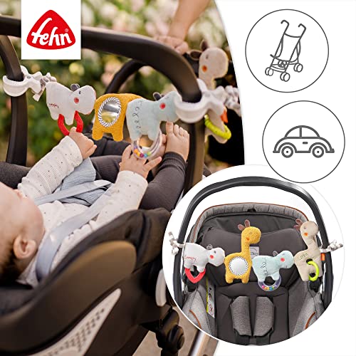 Fehn cadena cochecito móvil bebé Loopy & Lotta - Cadena móvil bebé con simpáticas figuras colgantes - Juguete para colgar flexible - Juguete cochecito para bebés y niños pequeños a partir de 0+ meses