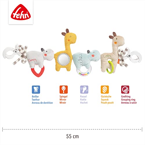 Fehn cadena cochecito móvil bebé Loopy & Lotta - Cadena móvil bebé con simpáticas figuras colgantes - Juguete para colgar flexible - Juguete cochecito para bebés y niños pequeños a partir de 0+ meses