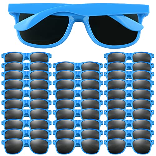 FEPITO 30 piezas de gafas de sol de fiesta a granel para niños, suministros de fiesta de cumpleaños, bolsas de regalo para juguetes de playa, piscina, fiesta, azul