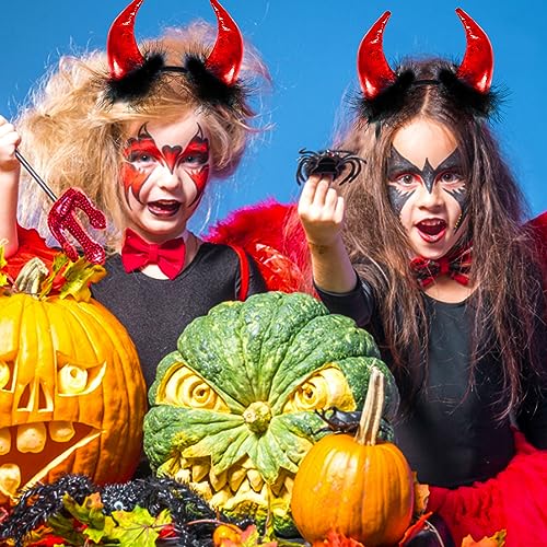 FGen 2PCS Diablo Orejas Diablo Orejas Diadema, Halloween Fiesta Disfraz Accesorios para el Cabello Diadema Tocado, Disfraz para Adultos y Niños Perfecto para el Carnaval, Halloween y Cosplay