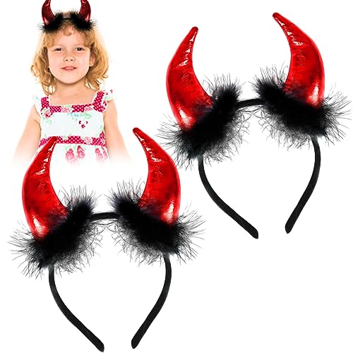 FGen 2PCS Diablo Orejas Diablo Orejas Diadema, Halloween Fiesta Disfraz Accesorios para el Cabello Diadema Tocado, Disfraz para Adultos y Niños Perfecto para el Carnaval, Halloween y Cosplay