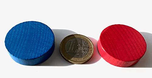 Fichas: grandes fichas/discos de madera para juegos de mesa, 31/8 mm – Ladrillos XXL para mujer, chips o marcadores (6 discos en 6 colores: amarillo, rojo, azul, verde, negro, blanco)