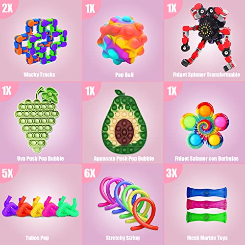 Fidget Toy Pack 43Piezas, Fidget Juguetes Antiestrés Barato para Niños y Adultos，Juguetes Alivia Estrés y la Ansiedad,Juguetes Sensoriales para Niños Adultos Fiesta Cumpleaños
