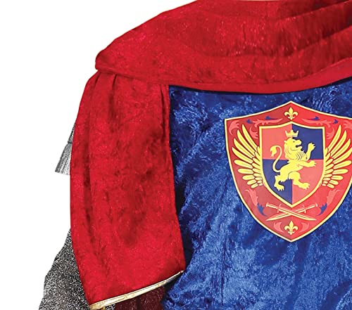 FIESTAS GUIRCA Disfraz de Rey Medieval Luis - Atuendo de Guerrero Rojo y Azul con Capa de Rey para Hombre Adulto Talla M 48-50