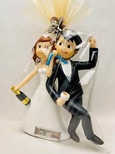 Figura boda tarta novios champán graciosos GRABADA muñecos personalizados para pastel divertidos originales