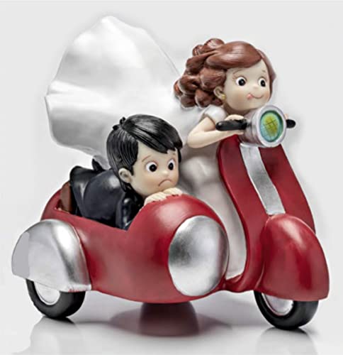 Figura boda tarta novios en moto GRABADA muñecos personalizados para pastel originales y divertidos