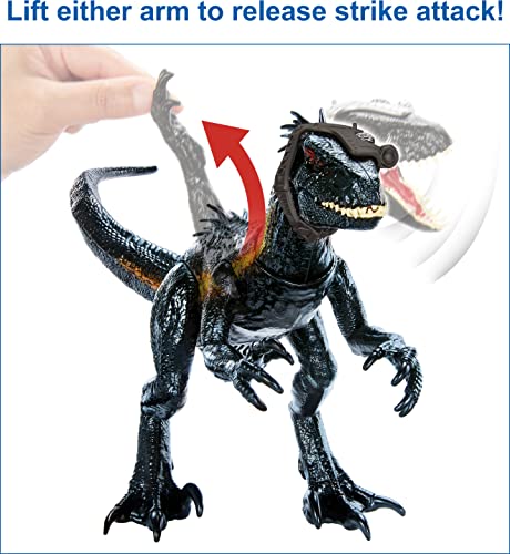 Figura de Dinosaurio Jurassic World Indoraptor Track N Attack con Equipo de Seguimiento y 3 características de Ataque, Regalo de Juguete con Juego físico y Digital