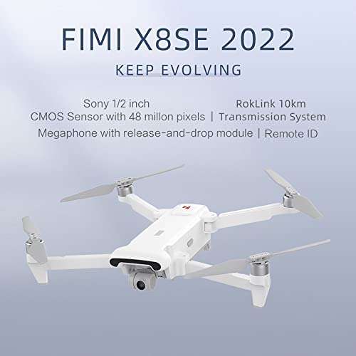 FIMI X8SE 2022 V2 Drones con Cámara EIS 4K HD, 10km Distancia Control, 3 Ejes Cardán, GPS Retorno Inteligente, 35mins Duracion Del Vuelo, Profesional FPV Quadcopter RC Drone 2 Pilas