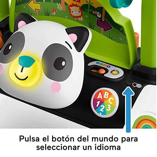 Fisher-Price, Andador 2 caras Panda Correpasillos con actividades con luces y sonidos, juguete para andar o sentarse con estampado de selva, regalo para bebé más6 meses (Mattel HJY73)
