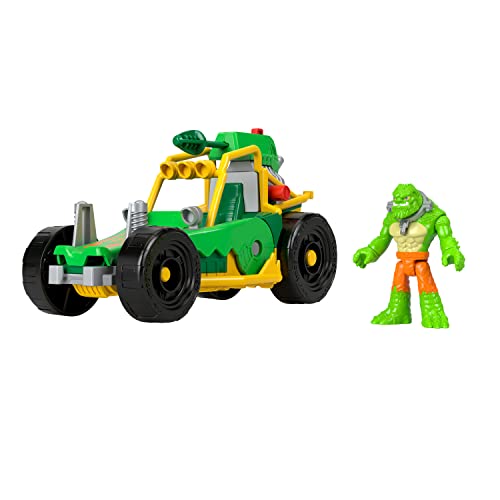 Fisher-Price Imaginext DC Super Friends Buggy de K Croc, figura con coche de juguete que lanza proyectiles, juguete + 3 años (Mattel HML05)