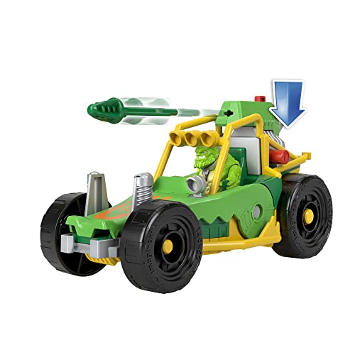Fisher-Price Imaginext DC Super Friends Buggy de K Croc, figura con coche de juguete que lanza proyectiles, juguete + 3 años (Mattel HML05)