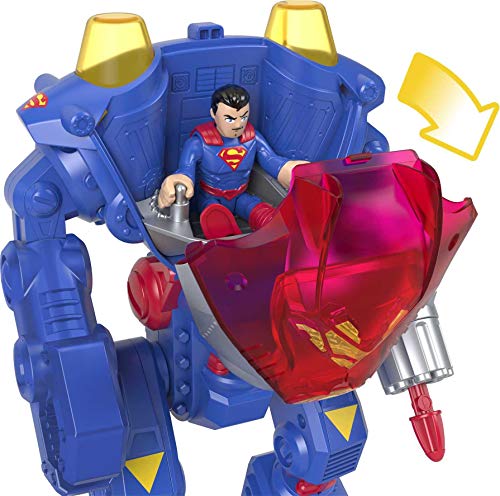 Fisher-Price Imaginext DC Super Friends Superman Robot Playset con luces y sonidos, 2 figuras de personajes para juego de simulación a partir de 3 años