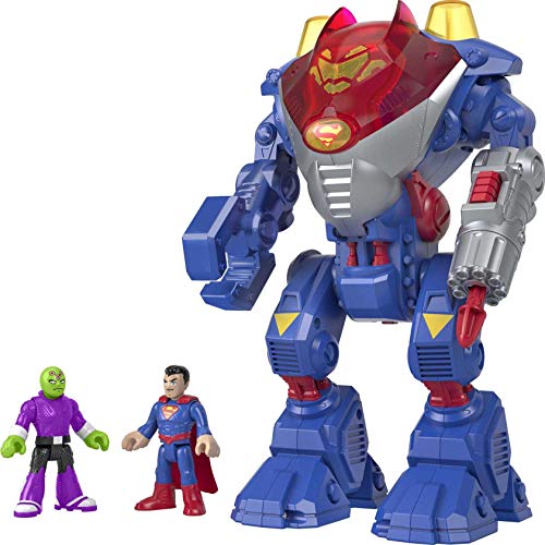 Fisher-Price Imaginext DC Super Friends Superman Robot Playset con luces y sonidos, 2 figuras de personajes para juego de simulación a partir de 3 años