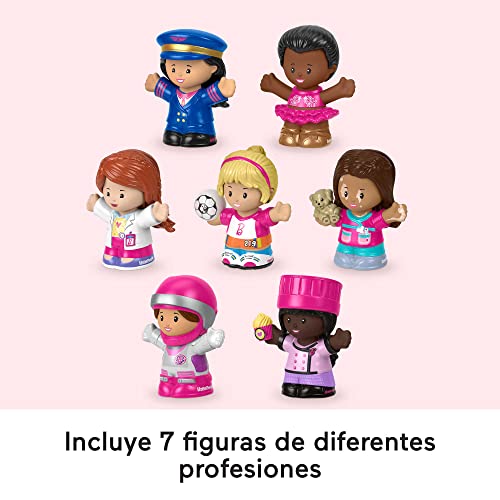 Fisher-Price Little People Barbies Tú Puedes Ser Pack 7 Profesiones Figuras de juguete para bebé +1 año (Mattel HCF58)