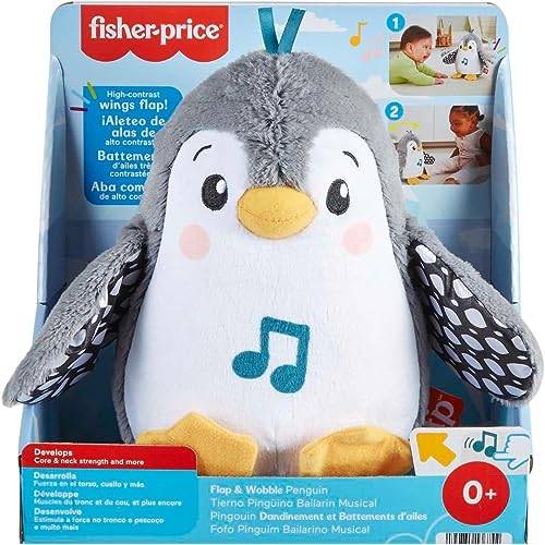 Fisher-Price Pingüino Anda y aletea Peluche que anda con música, juguete para bebés recién nacidos (Mattel HNC10)