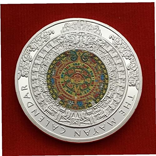 Fituenly Calendario Maya De México, Moneda De Oro Colorida, Calendario Azteca Maya Mexicano, Cultura De Profecía, Medalla Conmemorativa De Monedas Chapadas En Oro