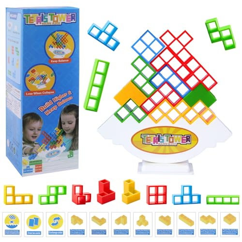 Fizdoqg 16 PCS Tetris Tower, Tetra Tower, Tetra Tower Balance Blocks, Juguete de Apilamiento de Equilibrio, Seguro y Respetuoso con El Medio Ambiente Adecuado para Niños y Adultos