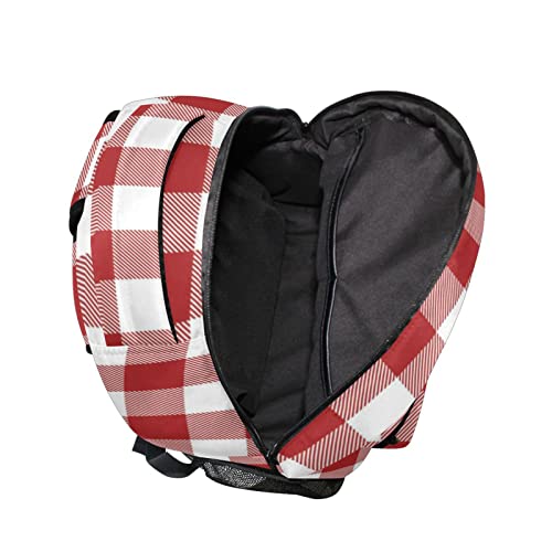 FJAUOQ Mochila escolar para niños y niñas, diseño de cuadros, color rojo, mochila de viaje, Como se muestra en la imagen, Talla única
