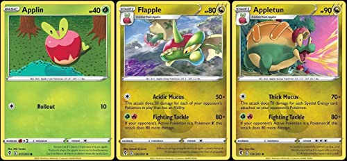 Flapple 120/203 y Appletun 121/203 - Cielos evolucionantes - Lote de cartas de evolución Pokemon - Tipo de dragón